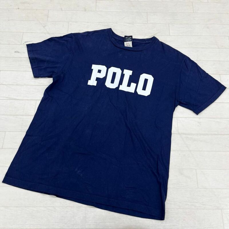1434◎ POLO by RALPH LAUREN ポロ ラルフローレン トップス Tシャツ カットソー 半袖 クルーネック ネイビー メンズM