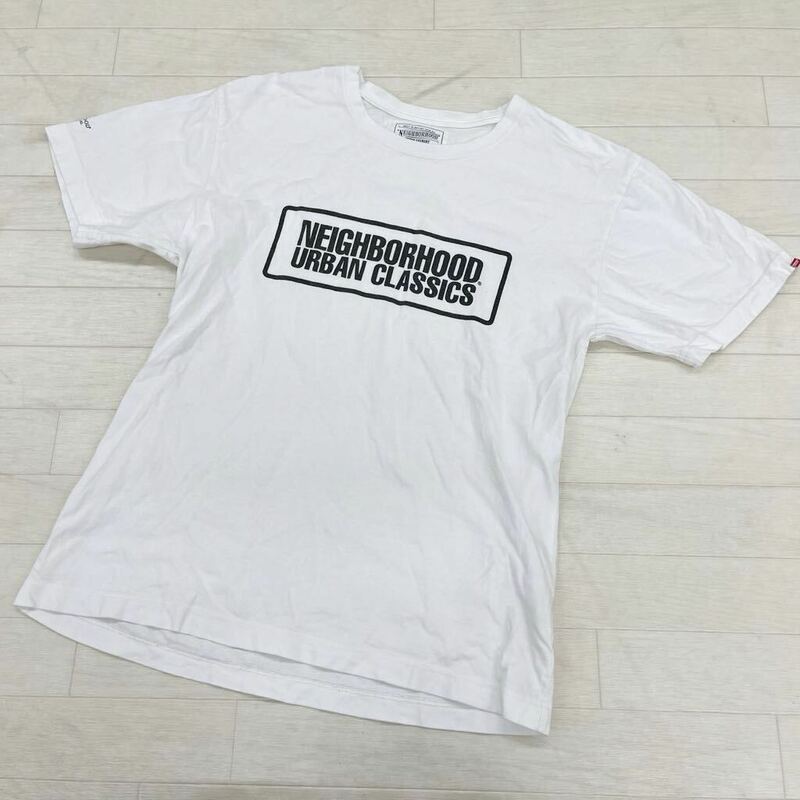 1435◎ NEIGHBORHOOD ネイバーフッド トップス Tシャツ カットソー クルーネック 半袖 ロゴ プリント ホワイト メンズS