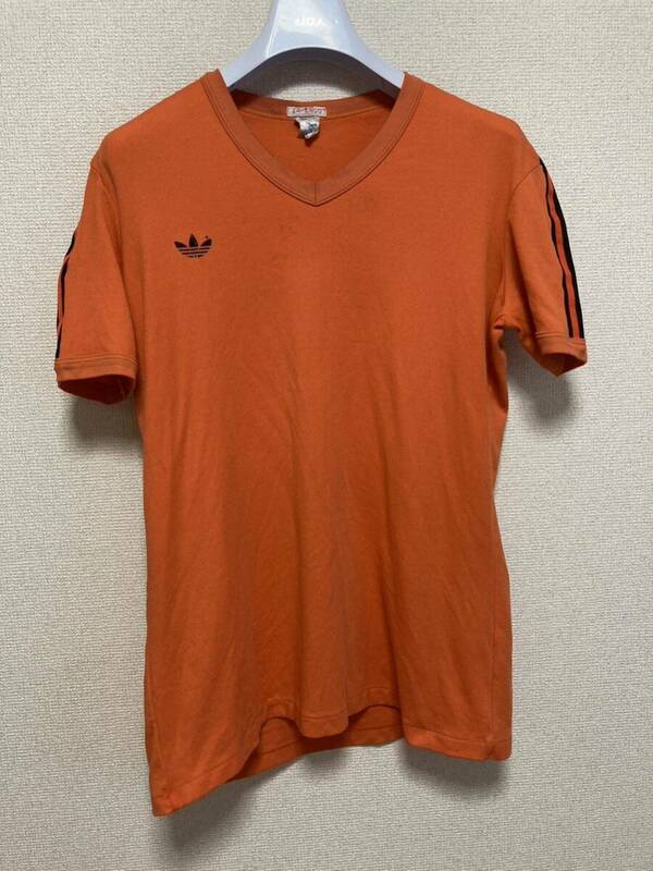 70's 80's ヨーロッパヴィンテージ adidas アディダス VENTEX ベンテックス ゲームシャツ 半袖Tシャツ vintage Tee V Neck