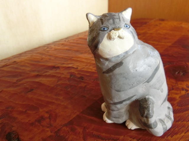 ◆高村愉以 作 新品 土鈴 猫 アメショー的 ねこ◆