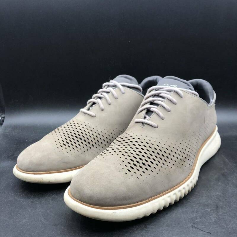 M2943 COLE HAAN コールハーン ZERO GRAND ゼログランド レザー スニーカー メンズ 9.5 M 27.5cm相当 グレー 靴 シューズ