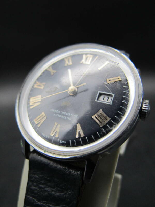 TIMEX タイメックス 自動巻き アナログ 時計 腕時計 黒文字盤 ヴィンテージ 