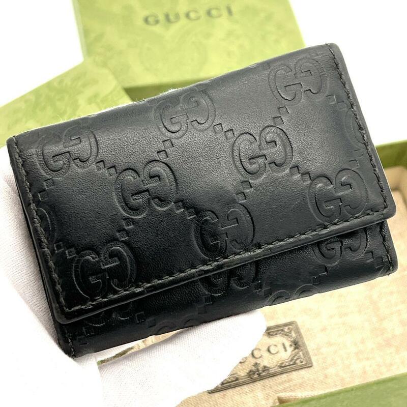 ★美品★GUCCI キーケース マーモント シマ GG柄 ブラック