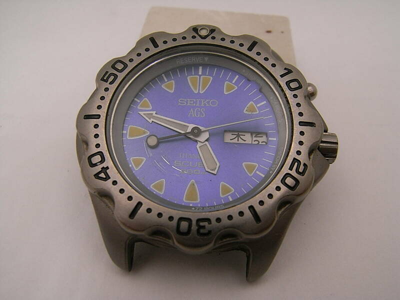 【ジャンク品】SEIKO セイコー AGS スキューバ 200M 5M23-6B40 デイデイト 青文字盤 メンズ腕時計 