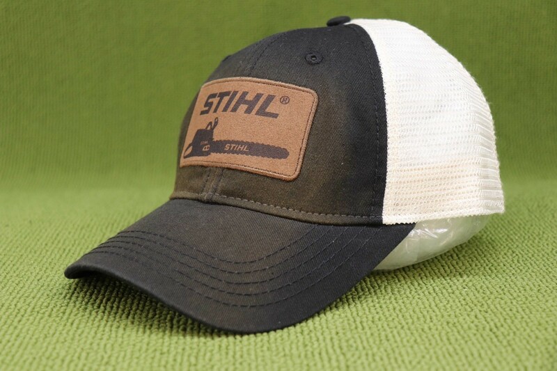 新品US物 STIHL スティール スチール メッシュキャップ 帽子 ブラックアイボリー WASH加工 レザーパッチ SNAPBACK 管理0No3Eb