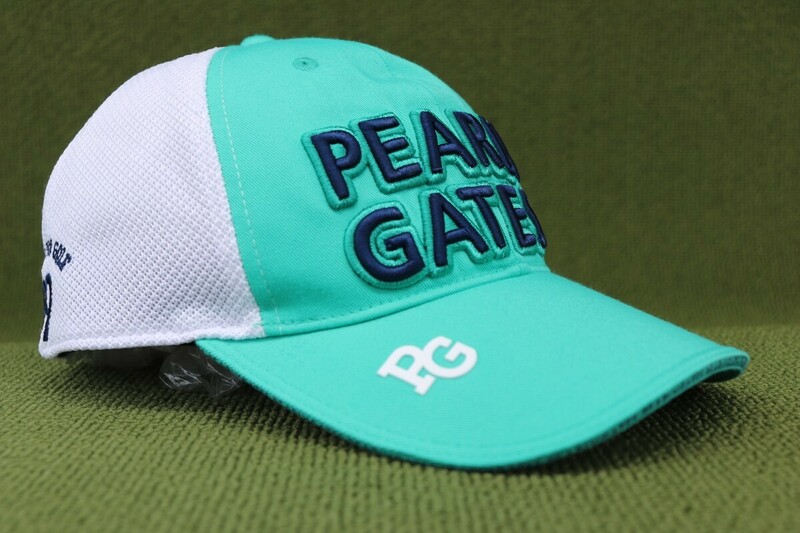 新品 パーリーゲイツ PEARLY GATES メッシュキャップ 帽子 白緑 ホワイトグリーン おでこ周りタオル生地 立体刺繍 ラバーロゴ 管No2Ab