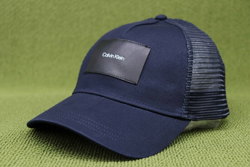 限定1新品並行正規 カルバンクライン CALVIN KLEIN メッシュキャップ レザーパッチ ネイビー 紺色系 管理No4Ea