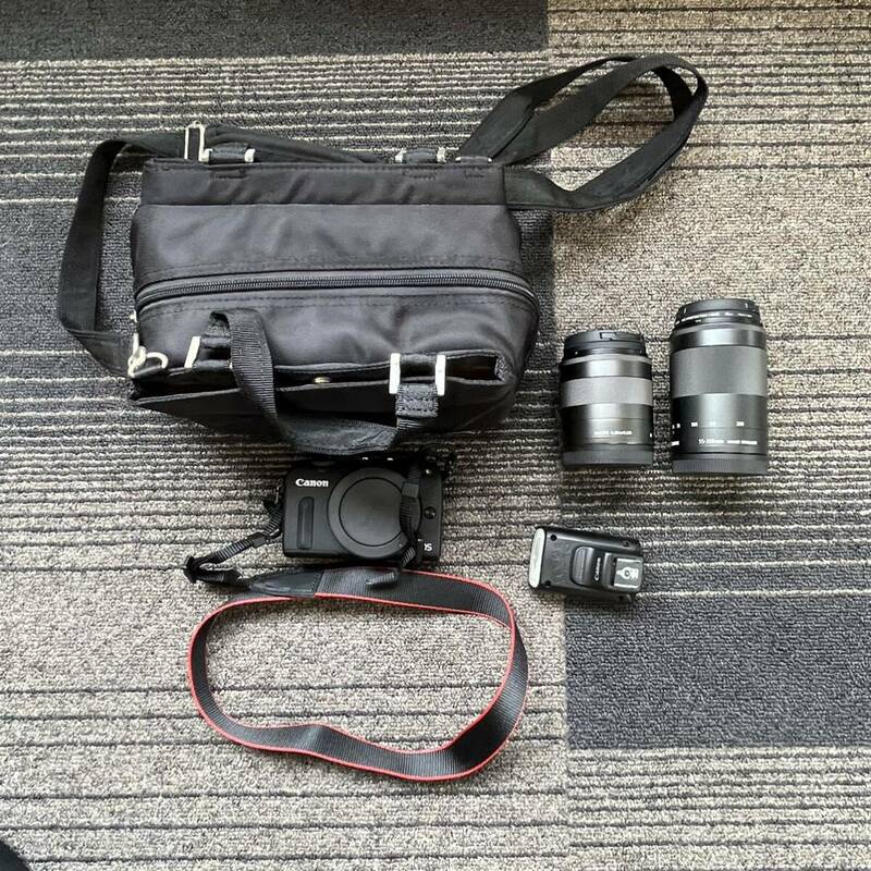 【T0517】Canon キヤノン EOS M2 デジタルカメラ レンズ 18-55mm 55-200mm IMAGE STABILIZER SPEEDLITE 90EX 動作未確認 セット