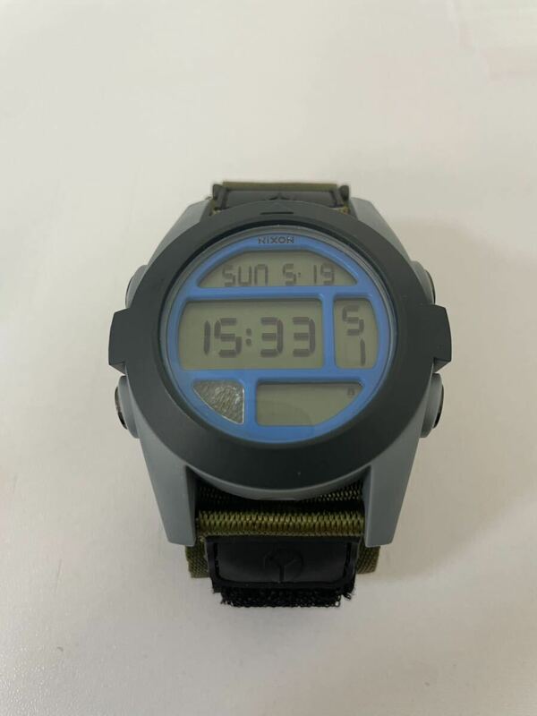 【TN0519】ニクソン THE BAJA NIXON バハ デジタル 腕時計 サープラスナイロン ベルト グレー ブルー 稼働