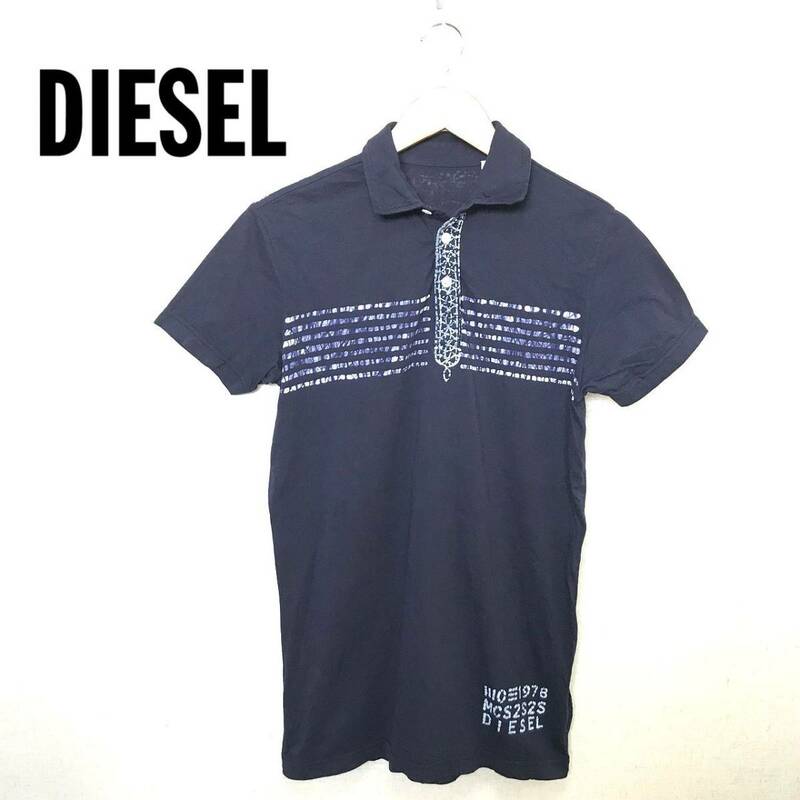 正規 DIESEL ポロシャツ 紺 メンズS ディーゼル 1905-128
