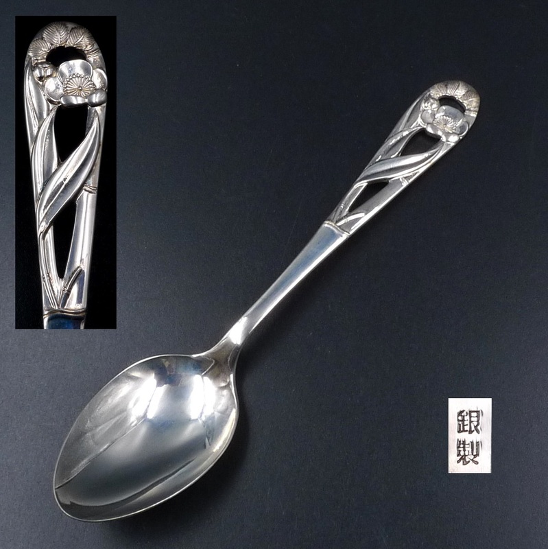日本製 銀製 花柄 スプーン 純銀 スターリング シルバー 925 アンティーク 純銀スプーン