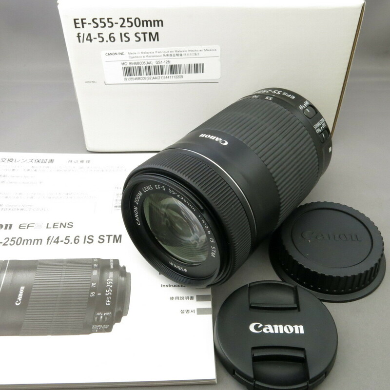 【新品同様】Canonキャノン　キヤノン　EF-S55-250mmF4-5.6IS STM　キヤノンＥＦマウントAPS-Cサイズセンサー用★NO.8311