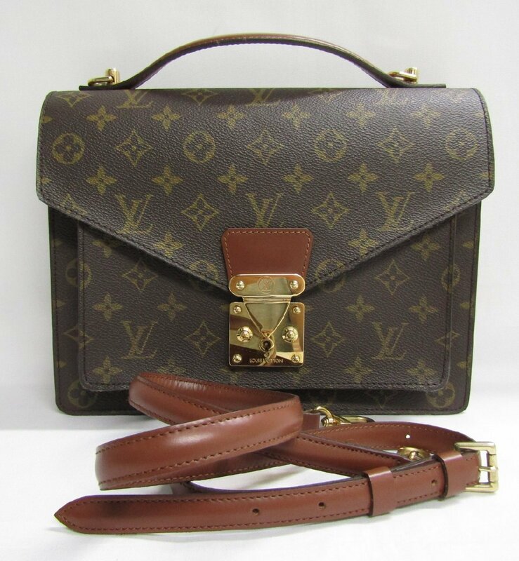 良品 LOUISVUITTON ルイヴィトン モノグラム モンソー M51187 2WAY ショルダーバッグ ハンドバック ベルト付属