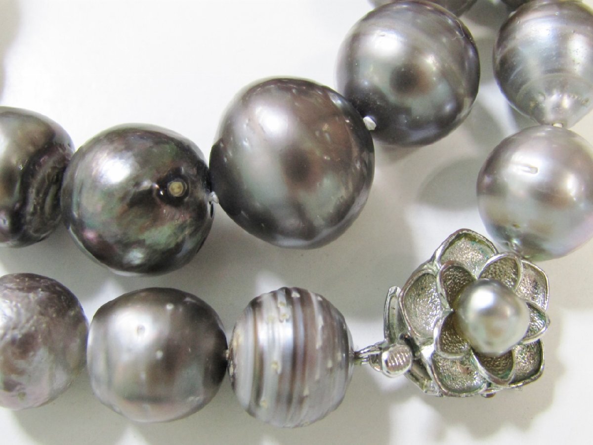 大珠 バロックパール ネックレス シルバー 13×14mm～16×17.4mm 124.9g 47cm 31珠 クラスブ SILVER