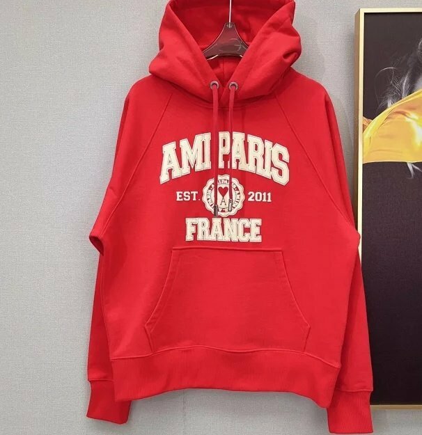 AMI PARIS アミパリス トップス パーカー レディース メンズ カジュアル デーリー レッドＭ