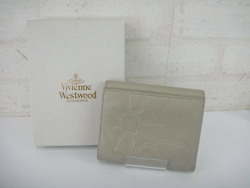 5107T【本物保証】 Vivienne Westwood ヴィヴィアンウエストウッド Wホック 二つ折り財布 オーブ ベージュ