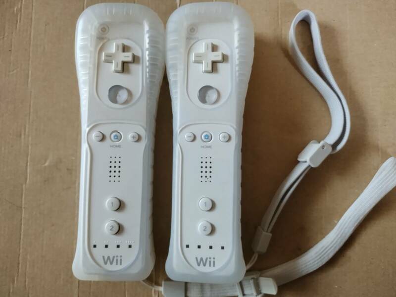 任天堂　Wii リモコン ストラップ ジャケット付き 2個セット 純正 RVL-003 白　ホワイト コントローラー