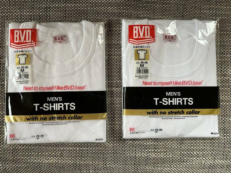 送料無料！ 新品 未開封 BVD GOLD 半袖 丸首 Tシャツ 2枚セット アンダーウェア サイズ M メンズ ホワイト 白 富士紡 綿100%