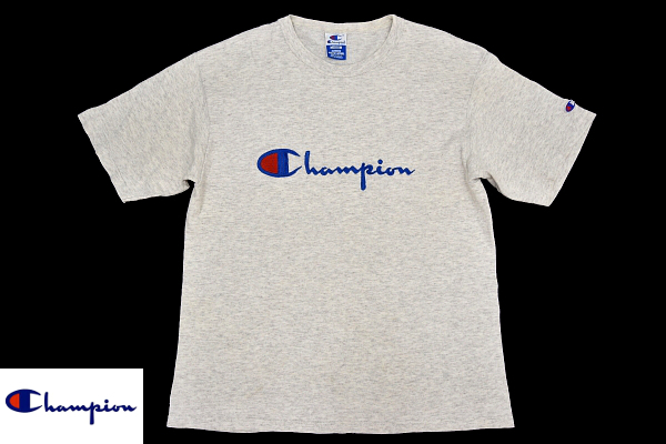 S-6688★送料無料★Champion チャンピオン★胸ビッグロゴ刺繍 1990年代 アメリカ製ヴィンテージ アッシュグレー 半袖Ｔシャツ M