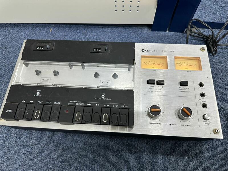 Clarion DUAL CASSETTE DECK MD-8080A デュアルカセットデッキ 通電確認済み クラリオン 音響機器