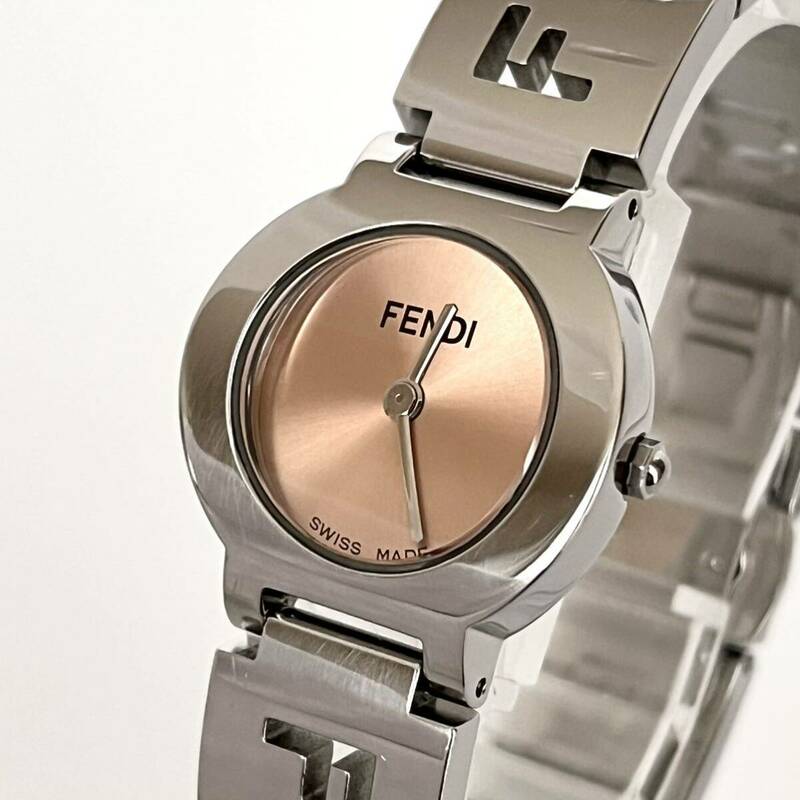 【稼働】磨き済み フェンディ FENDI 3050L レディース 腕時計 美品 電池新品 ピンク文字盤 s1647