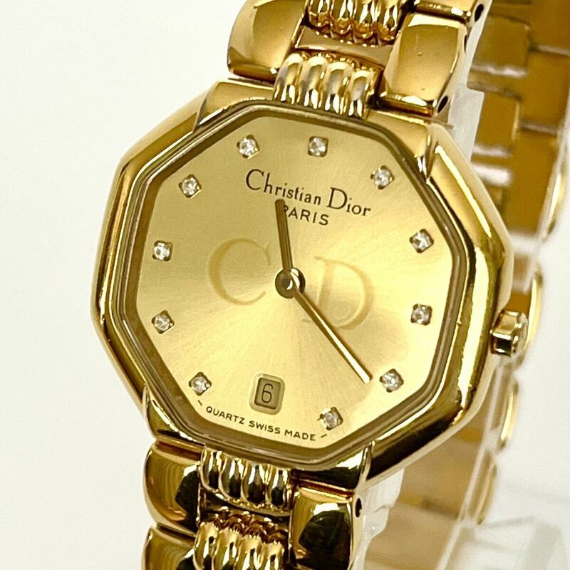 【稼働】磨き済み クリスチャンディオール Christian Dior レディース 腕時計 美品 電池新品 ゴールド s1714