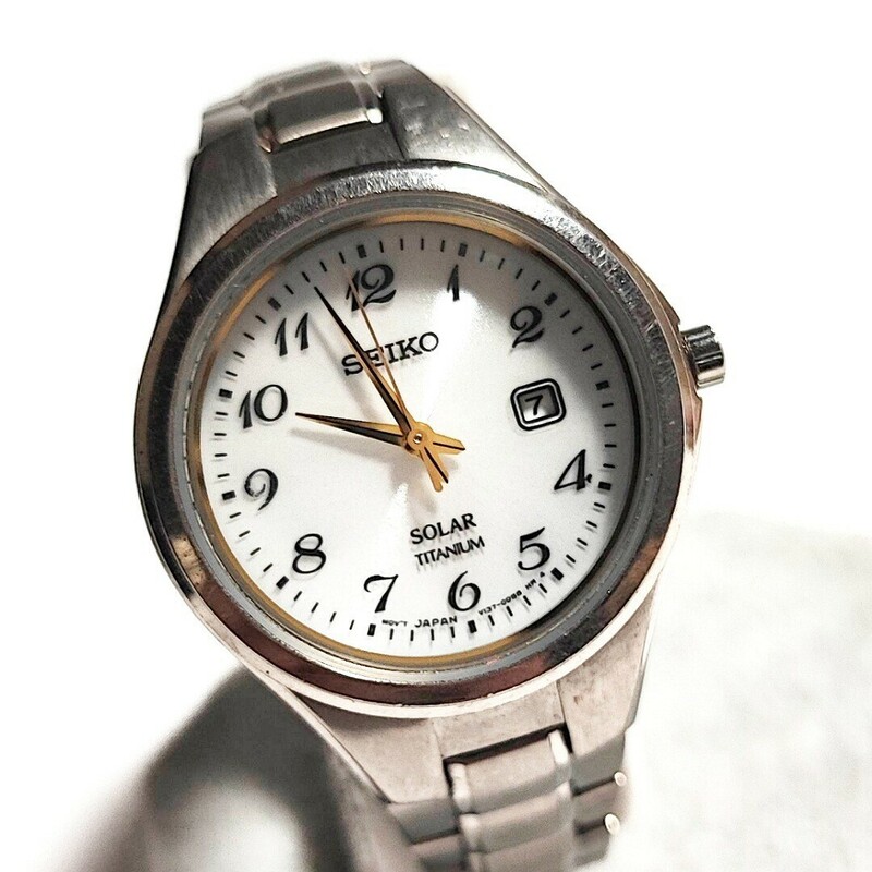 動作品 SEIKO セイコー チタン ソーラー SOLAR クォーツ レディース 腕時計 稼働品 ソ158