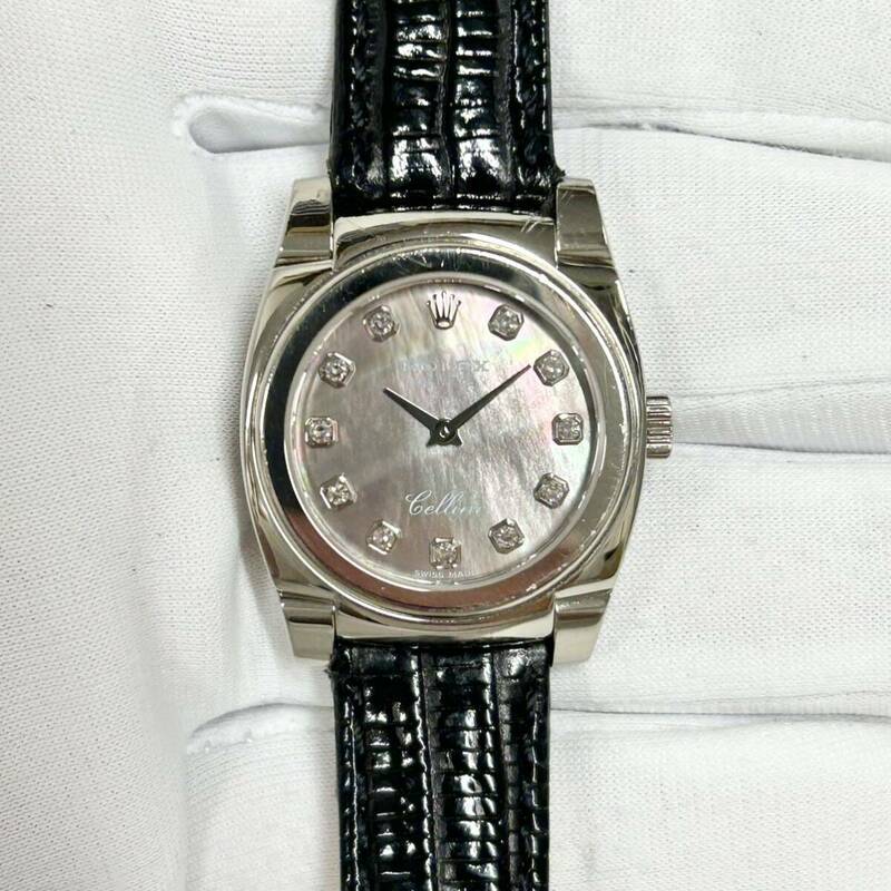 ROLEX 5310 Cellini Cestello Hand Winding K18 White Gold Mother of Pearl 11 Point Diamonds K番 ロレックス チェリーニ チェステロ