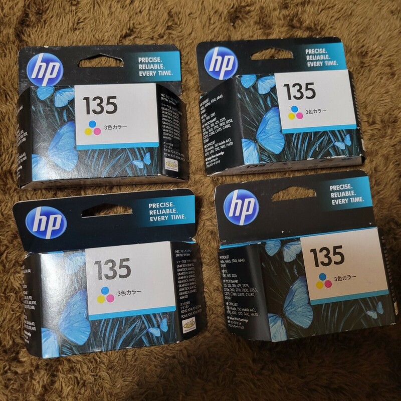 【新品、未使用】HP ヒューレットパッカード 純正インクカートリッジ 135 3色カラー 4個セット