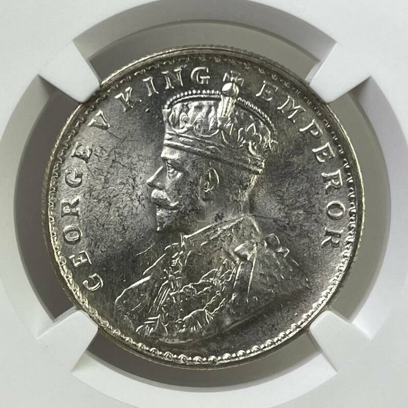 1920C MS63 英領インド 1ルピー 銀貨 NGC ジョージ5世　アンティークコイン 貨幣 硬貨 銀貨 金貨 世界 (管理C14)