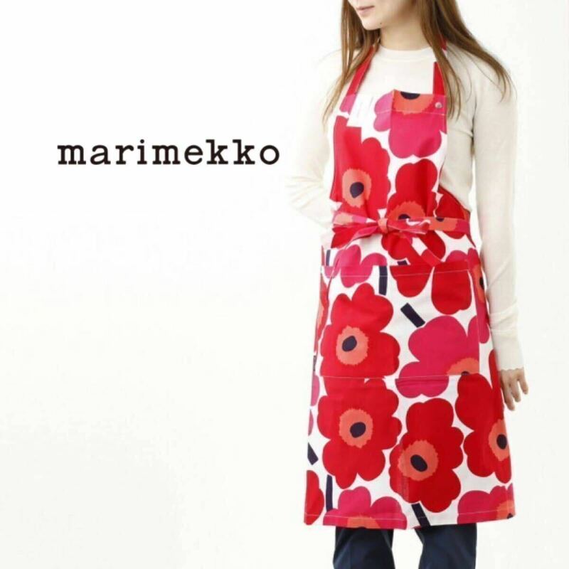 《マリメッコmarimekko／新品》ピエニ ウニッコ エプロン PIENI UNIKKO APRON ／064161 001／ホワイト/レッドMR000690