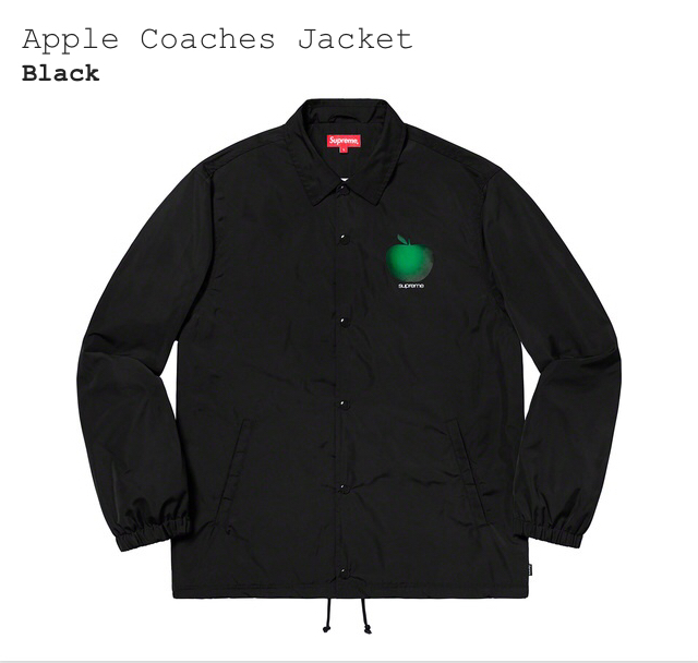 【新品正規】黒 S / supreme 19ss Apple Coaches Jacket コーチジャケット アップルロゴ