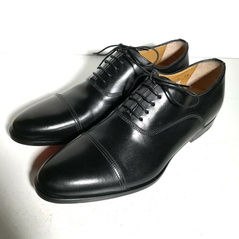 【新品同様・試着程度】箱付き ★サントーニ Santoni★ 6435 ストレートチップ 5 1/2 24.5~25.0cm 黒 ドレス 高級革靴 紳士靴 本革