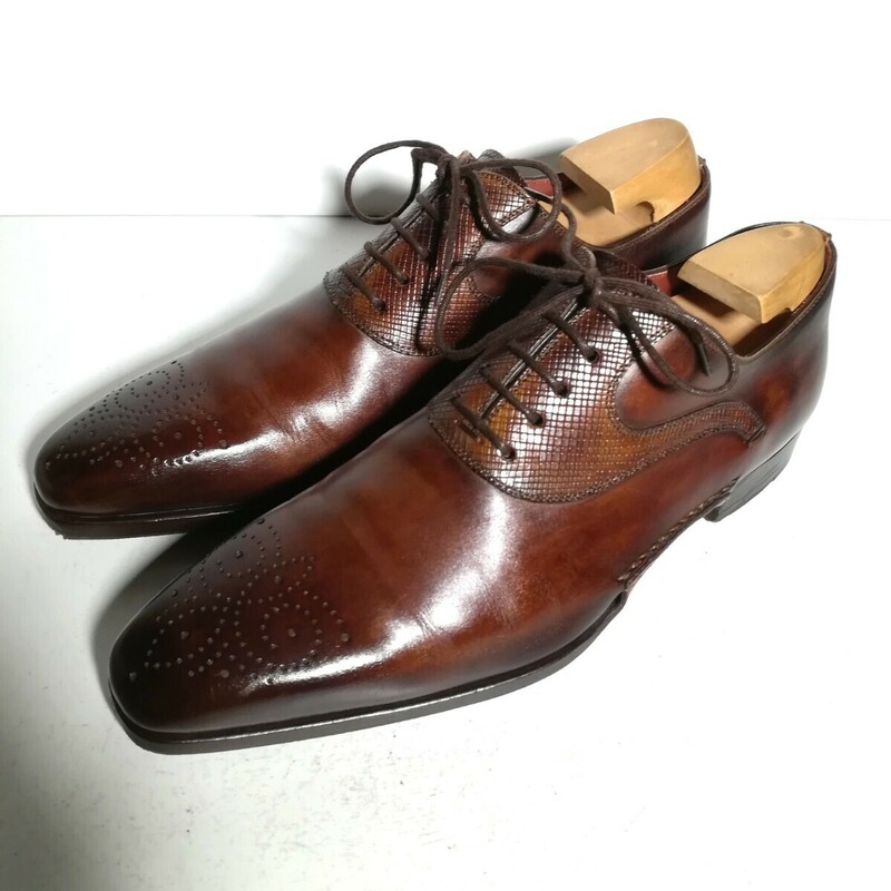 c0083 美品 ★マグナーニ Magnanni★ オパンケ製法 16570 プレーントゥ 39 ブラウン ドレスシューズ ビジネス 高級革靴 紳士靴 本革