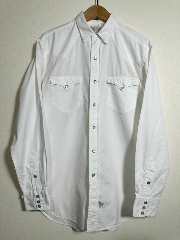 80-90’s vintage POLO RALPH LAUREN Western shirt ヴィンテージ ラルフローレン ウエスタンシャツ USA製 古着 ホワイト 白タグ