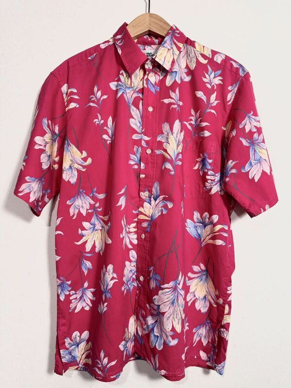 80s Vintage reyn spooner aloha shirt ヴィンテージ レインスプーナー アロハシャツ 古着 金タグ 希少 前開きアロハシャツ ピンク