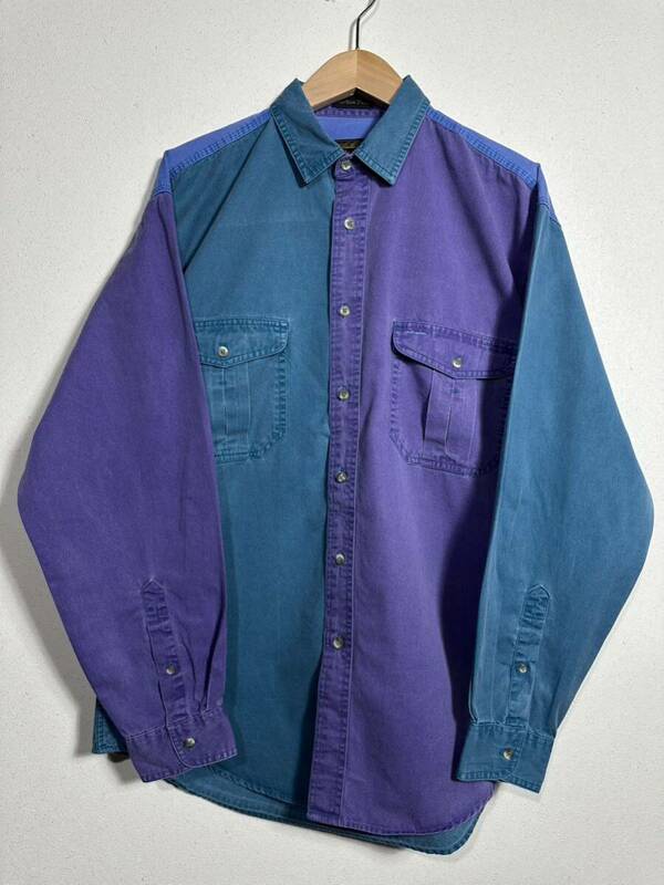 90s vintage Eddie Bauer long sleeve shirt ヴィンテージ エディーバウアー クレイジーパターン 長袖シャツ 古着 Ｍ