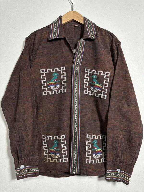 70~80's vintage GUATEMALA EMBROIDERY SHIRTヴィンテージ グアテマラシャツ 刺繍シャツ 古着 刺繍 エスニック ヒッピー