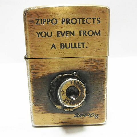 ジャンク Zippo ジッポー PROTECTS YOU EVEN FROM A BULLET 1999/C XV 弾丸 弾痕 オイルライター 喫煙グッズ 動作未確認 現状品 