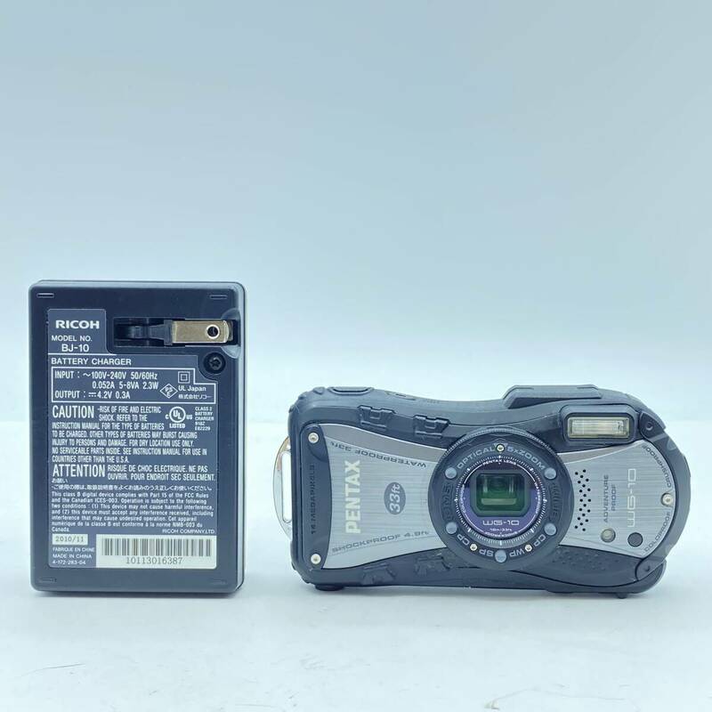 『H13』動作確認済み/PENTAX デジタルカメラ WG-10 10m/33ft OPTICAL 5×ZOOM/充電器付き　現状品