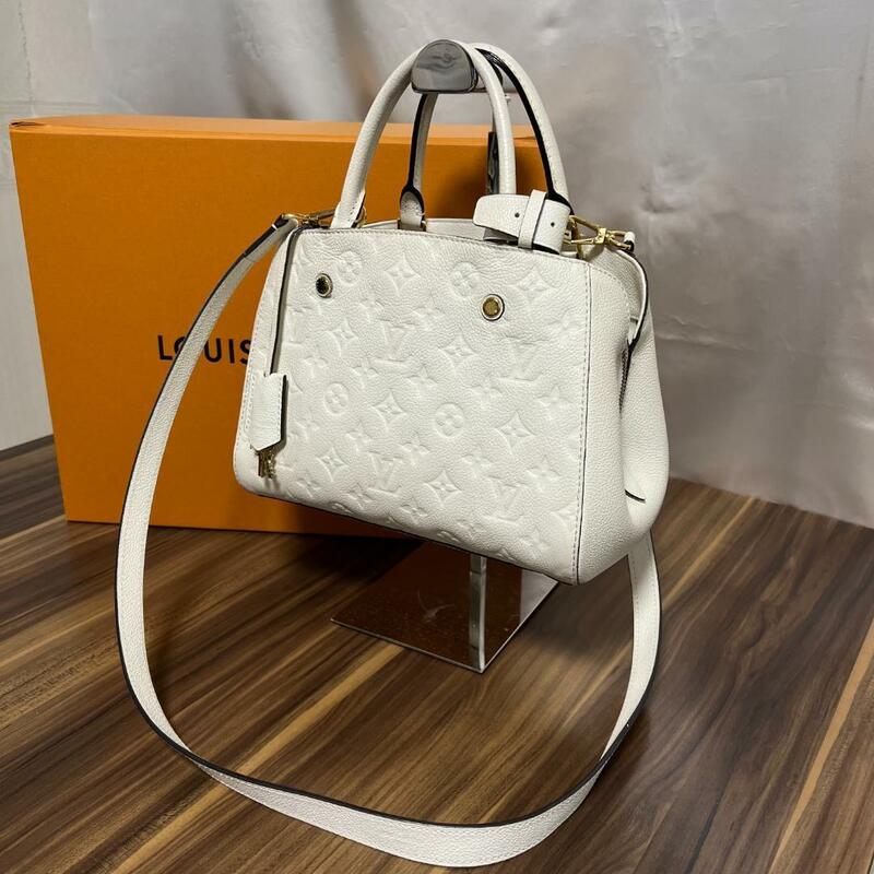 ★美品★Louis Vuitton ルイヴィトン ハンドバッグ モンテーニュBB M50880 ホワイト ゴールド金具 アンプラント 2way バッグ