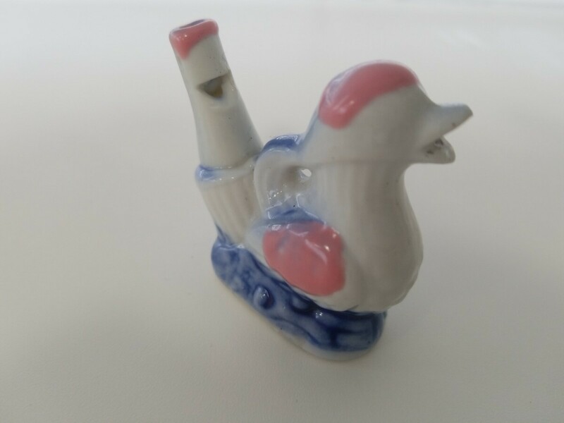 昭和　置物 陶器 フィギュリン 陶器人形 陶器製　鳥笛　鳩笛