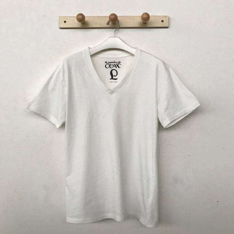 Paradise Cove パラダイス コーヴ メンズ 半袖VネックTシャツ 無地ホワイト 良品 size L