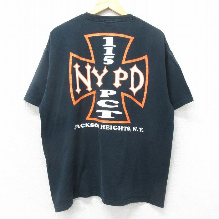 XL/古着 半袖 ビンテージ Tシャツ メンズ 00s NYPD 大きいサイズ コットン クルーネック 黒 ブラック 24may07 中古