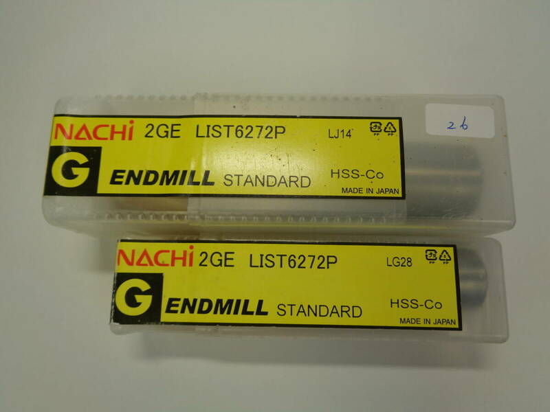 超硬エンドミル NACHI 2GE LIST6272P LJ14 LG28 2点セット 未使用品 管理ZI-LP-26