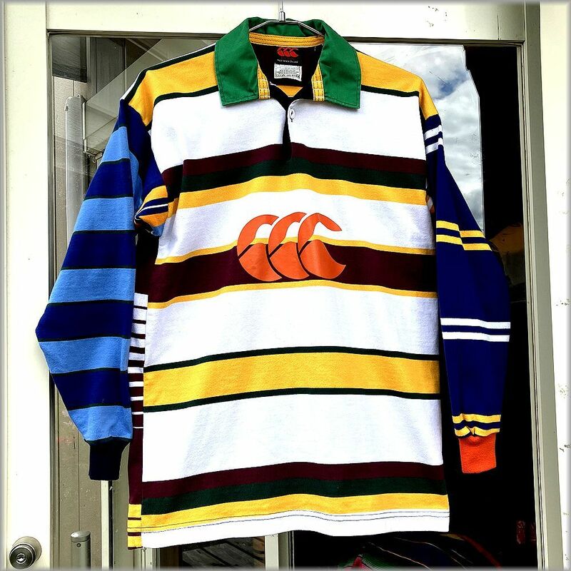 ★CANTERBURY　カンタベリー　状態良好　ニュージーランド製　キッズ　ラガーシャツ　ラグビーシャツ　マルチカラー　size 14YRS★ 古着