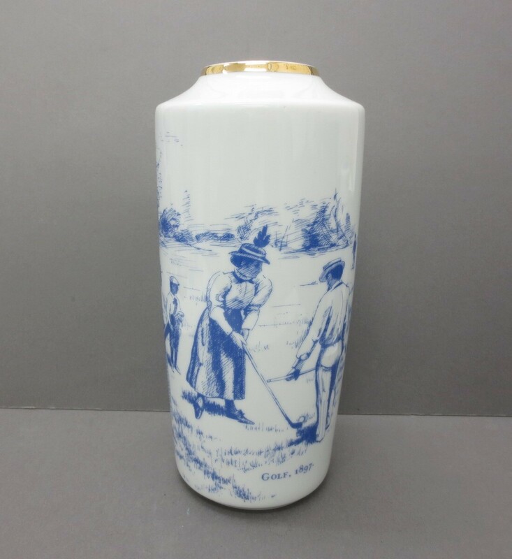 【5-107】NARUMI ナルミ GOLF，1897 花瓶 花入 花器 陶器 金彩