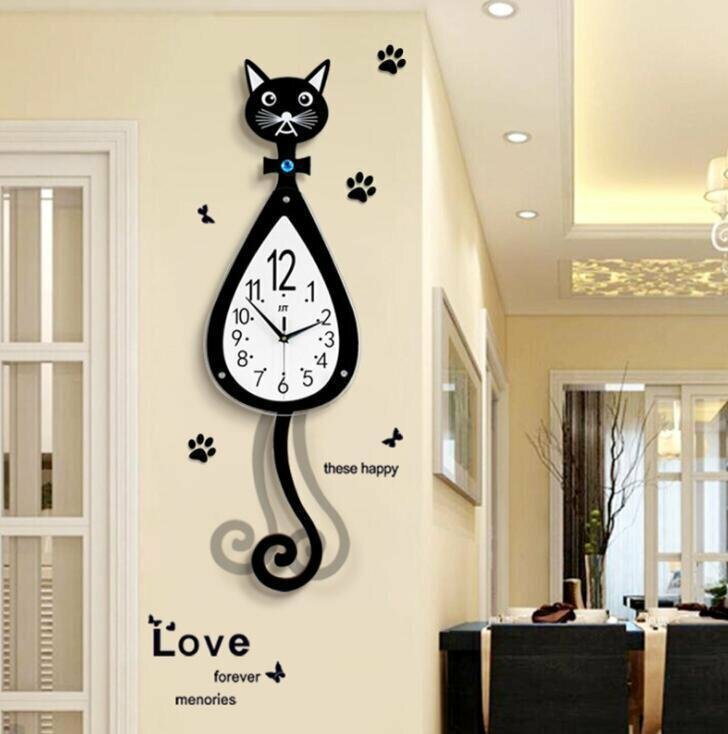 LRM1451★『極美品』掛け時計 壁掛け 時計 猫時計 木製 ウォールクロック ネコ 部屋装飾 プレゼント 可愛い 猫 動物 置物 インテ