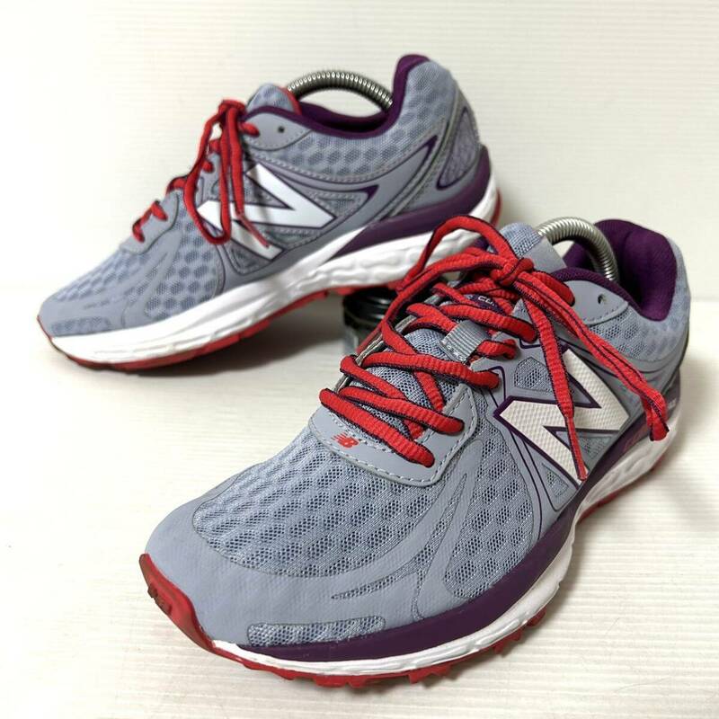 【美品】new balance W720 ニューバランス　ランニングシュース スニーカー 23.5cm グレー系　パープル　＊69