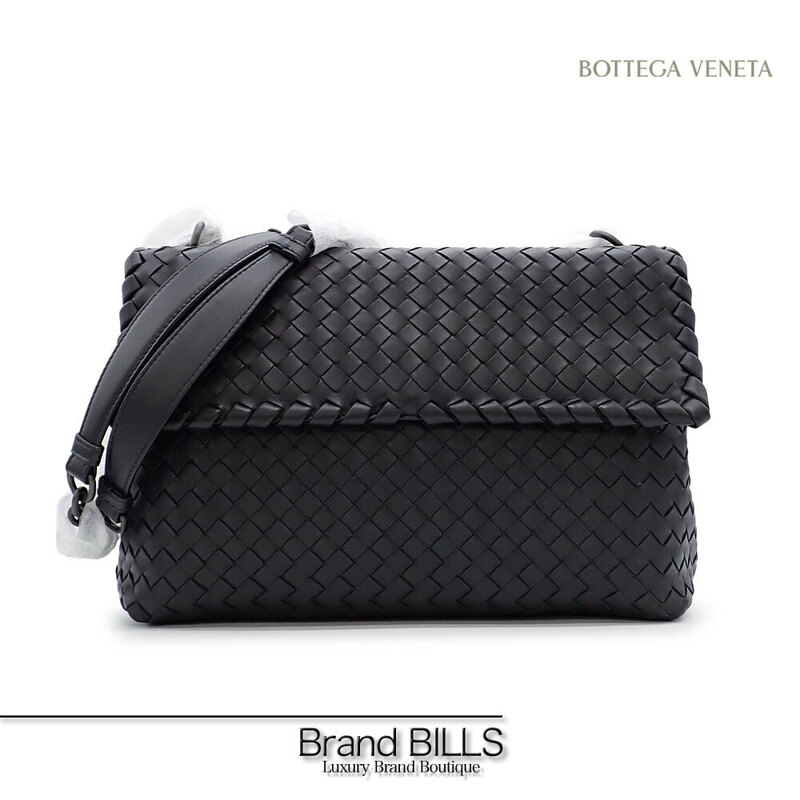 未使用品 BOTTEGA VENETA ボッテガ ヴェネタ イントレチャート オリンピア ミディアム ショルダーバッグ 386499 チェーン ネイビー